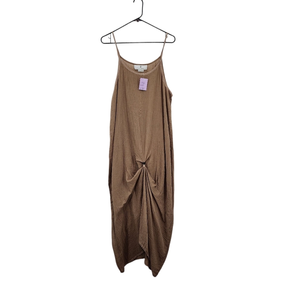 Shack Incorporated Women's 100% Cotton Crinkle Asymmetrical Midi Dress - OS